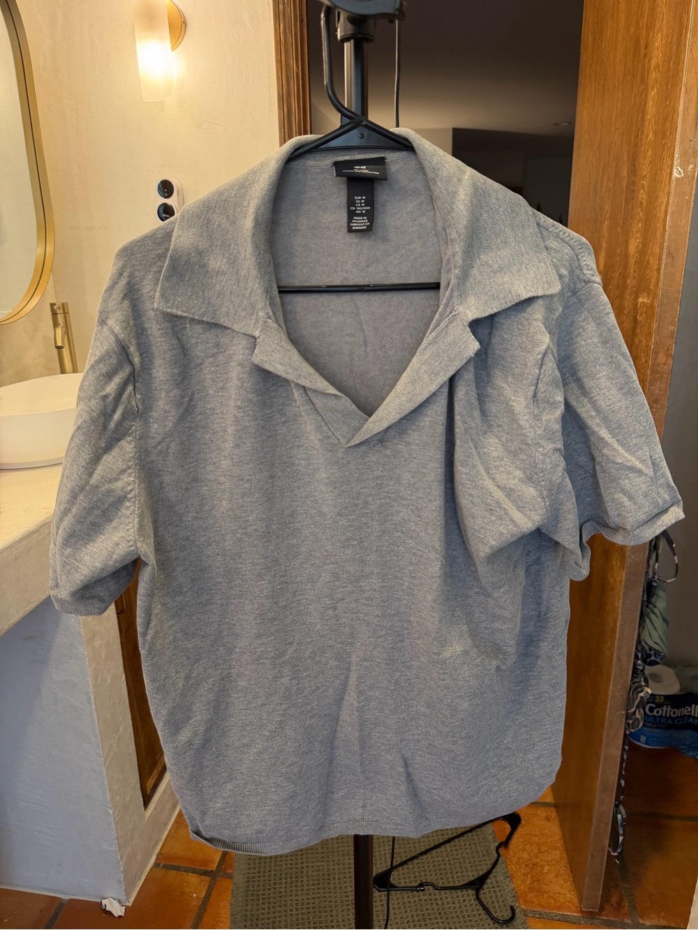 H&M Light Gray Open-Collar Polo Shirt